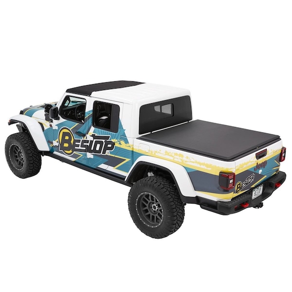 Bestop EZ-Roll Soft Tonneau Cover For Jeep 2020-2024 Gladiator Black Diamond Tailgate Spoiler Not Included 19280-17 - main
